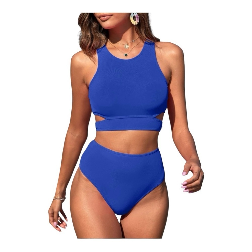 NWT-ZAFUL-ROYAL BLUE TWO PIECE SWIMSUIT-WOMENS SIZE 6